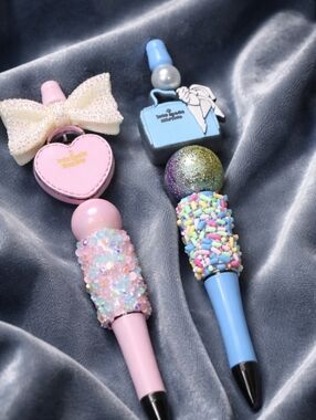 x2 Handcrafted Pens Beaded